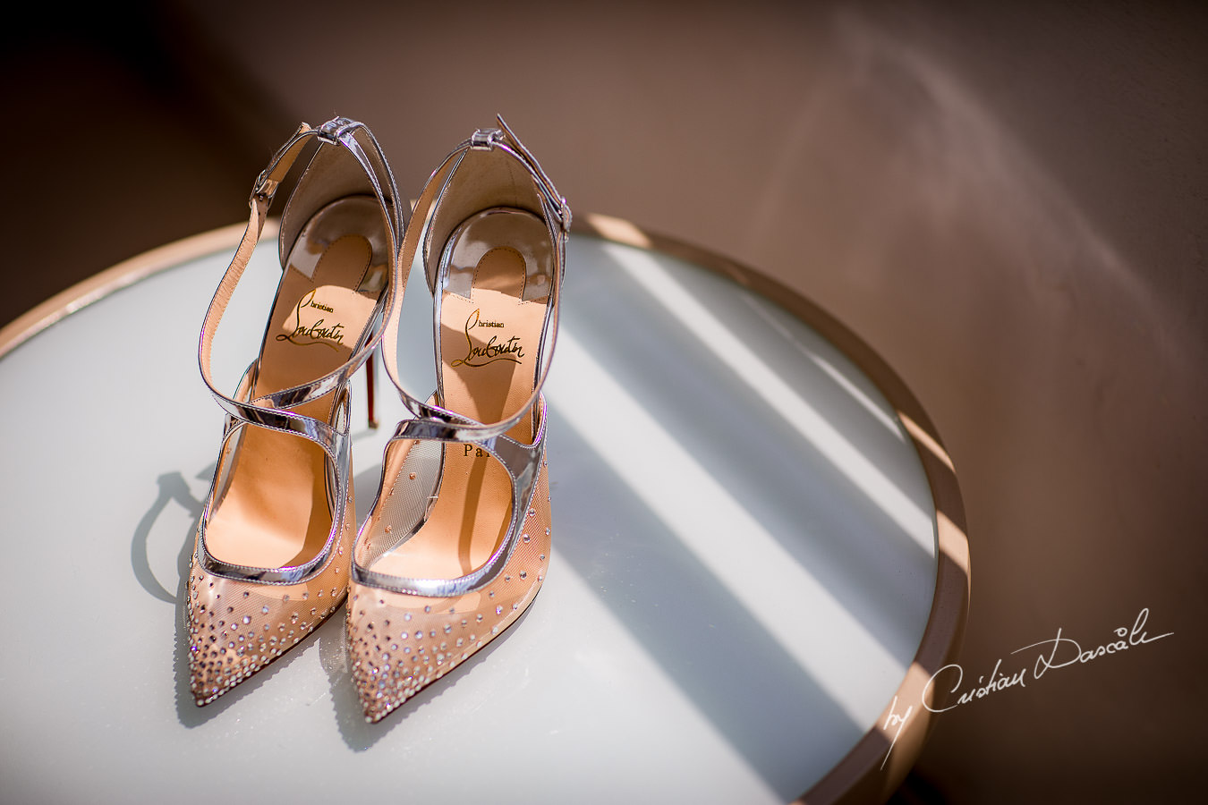 Beautiful Wedding Christian Laboutin shoes, captured during an Elegant Minthis Hills Wedding, in Paphos, Cyprus.